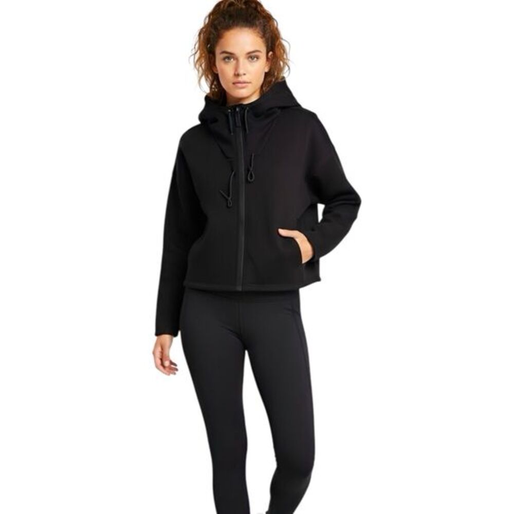 GRRRL Womens Heidi Jacket Sz Large Black Athletic Hoodie Gym rare Sporty Track